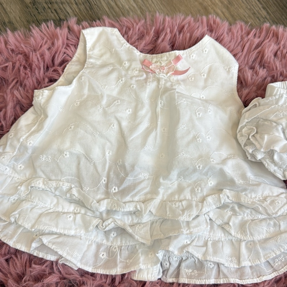 Baby White Eyelet Dress and Bloomers Set - Picture 2 of 4